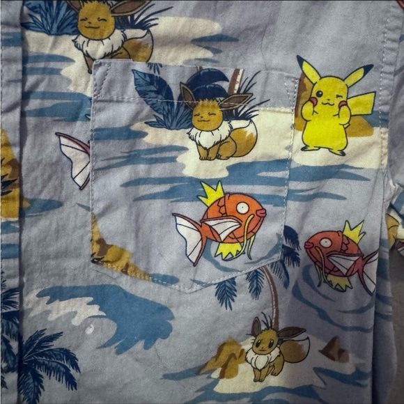 Pokemon Boys Aloha Vacay Short Sleeve Button-Up Shirt | Size Medium - Picture 8 of 11